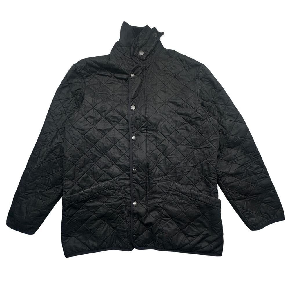 Barbour Sport Quilted Jacket Snap Button Full Zip Men Medium Fleece Lined Pocket